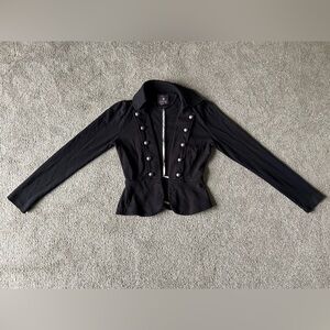 Forever 21 open front black jacket size S short metallic buttons 100% Cotton